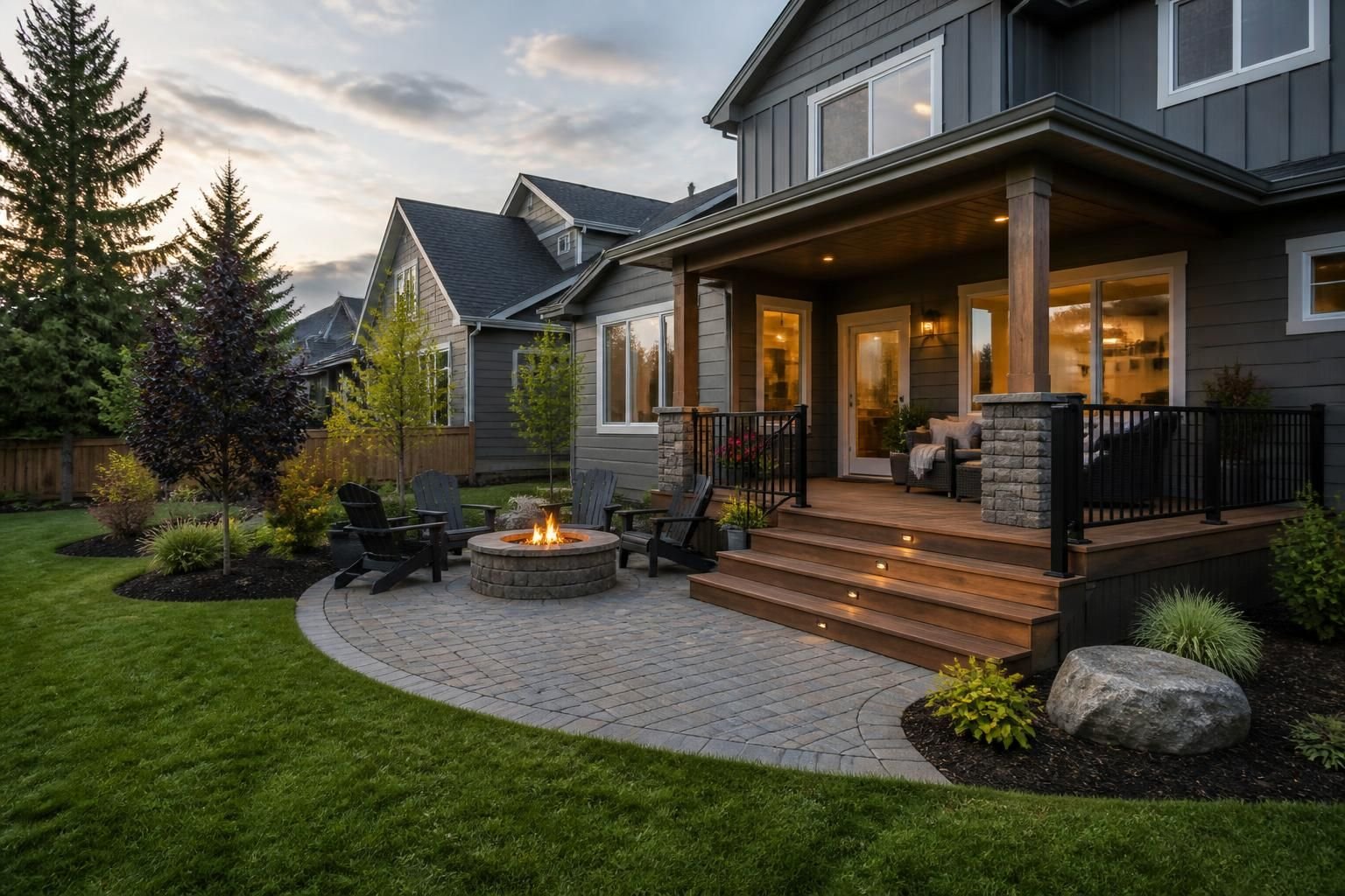 Spacious home with a newly completed patio and deck area.