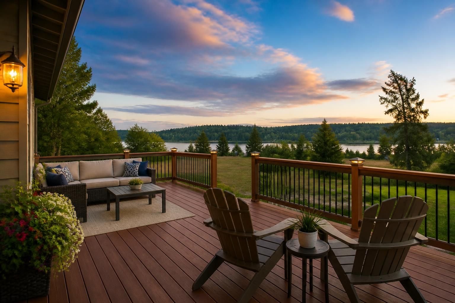 Well-crafted outdoor deck under open sky.